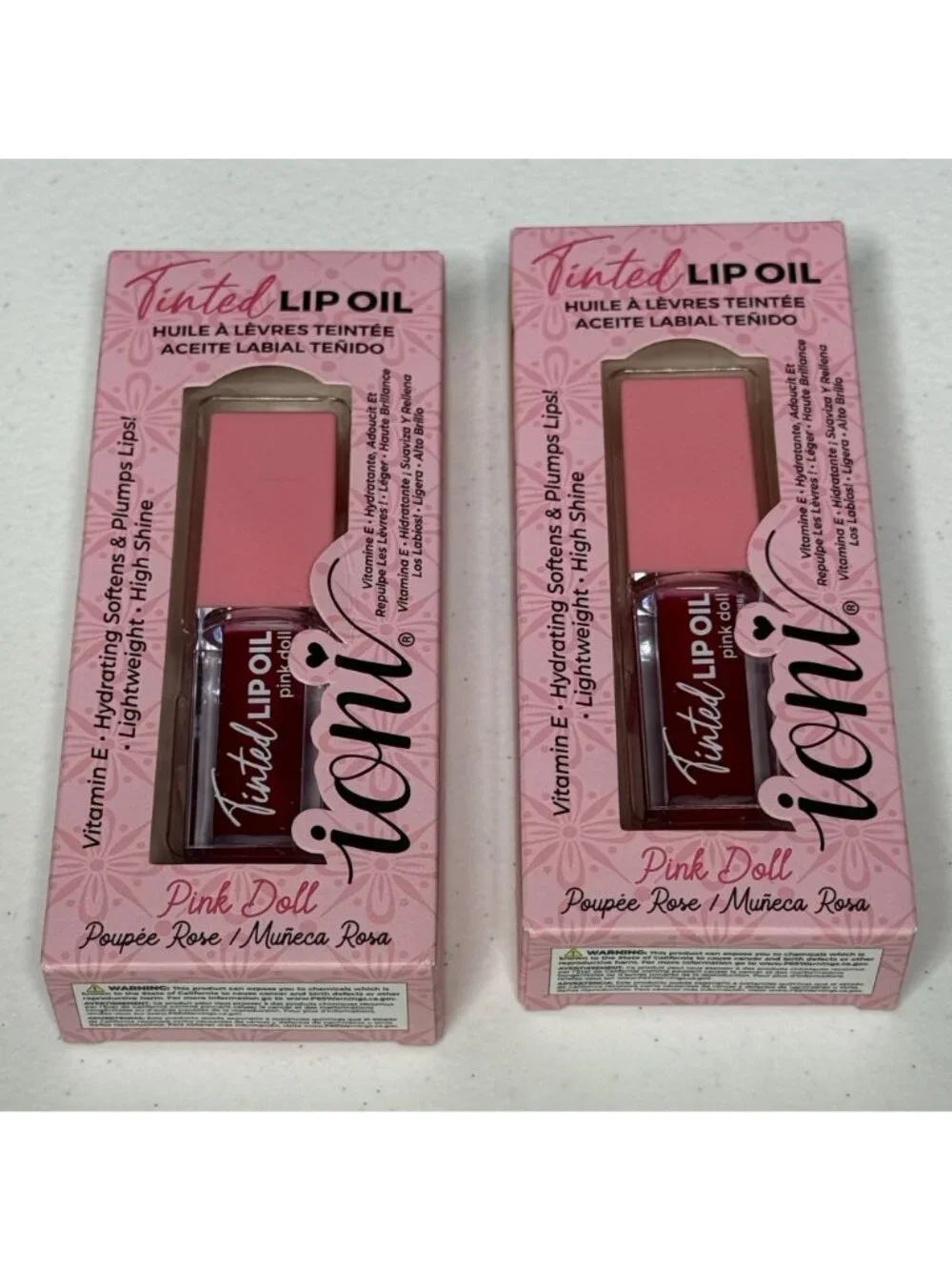 ioni Pink Doll Tinted Lip Oil Hydrating Vitamin E Lip Oil 2 Pack New